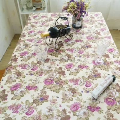 Pano têxtil para casa tecido roxo flores impressas jacquard banquete uso de casamento toalha de mesa